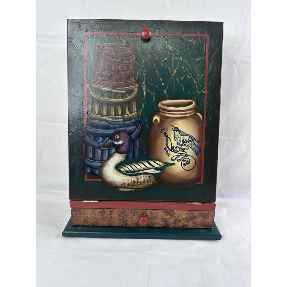 Duck Wooden Letter Mail Box Storage Country Cottagecore Granny Grandpa Fowl